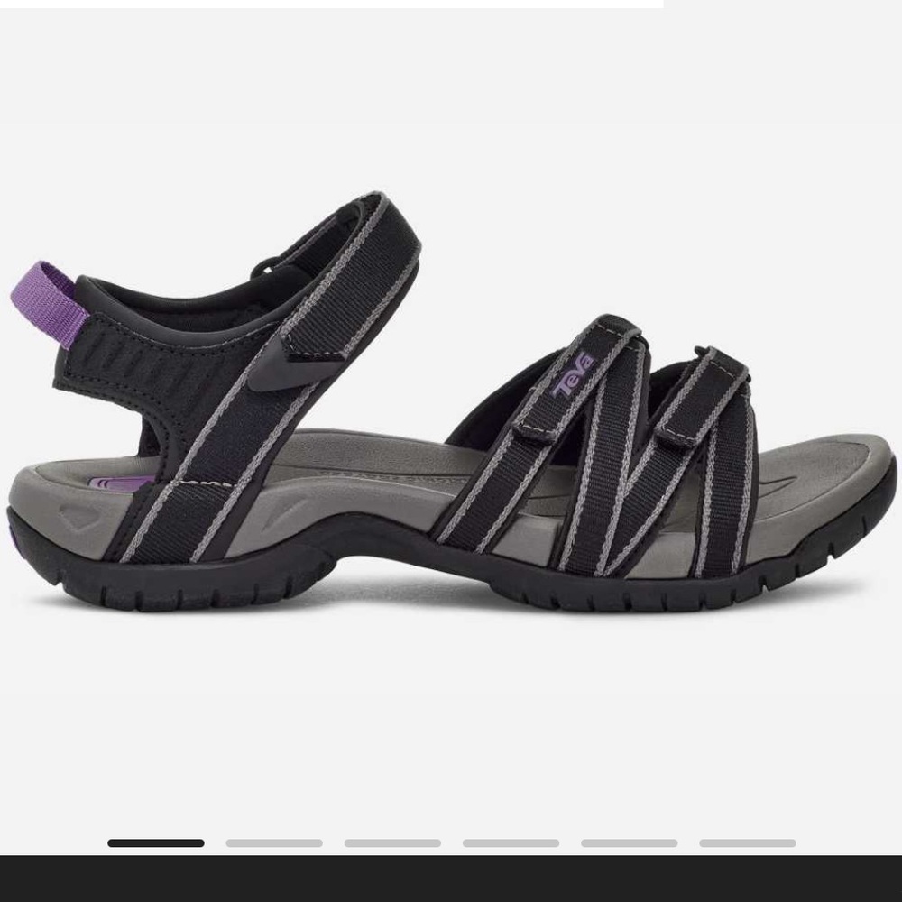 Teva Black and Gray Sports Sandals with Purple Accent
